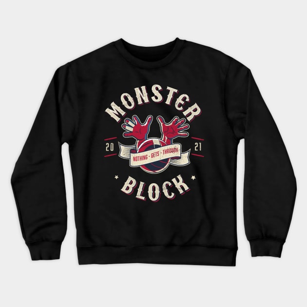 Monster Block, Biker-style design Crewneck Sweatshirt by Volleyball Merch